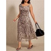 image:imageFloerns Womens Plus Size Zebra Print Midi Dress Ruched Draped Party DressZebra