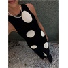 image:imageFloerns Womens Polka Dots Sweater Dress Sleeveless Crew Neck Straight Maxi Dresses Fall OutfitBlack and White