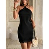 image:imageFloerns Womens Satin Lace Trim Halter Backless Night Out Mini DressesBlack Solid