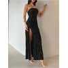 image:imageFloerns Womens Strapless High Split Bodycon Wedding Guest Maxi DressBlack