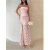 image:imageFloerns Womens Strapless High Split Bodycon Wedding Guest Maxi DressLight Pink
