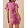 image:imageFloerns Womens Striped Collar Neck T Shirt Dress Short Sleeve Summer Vacation Mini DressPink