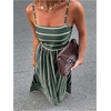 image:imageFloerns Womens Striped Summer Maxi Dress Spaghetti Strap Smocked Flowy Vacation SundressesGreen