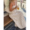 image:imageFloerns Womens Striped Summer Maxi Dress Spaghetti Strap Smocked Flowy Vacation SundressesKhaki