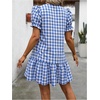 image:imageFloerns Womens Summer Puff Sleeve Gingham Ruffle Dress Tie Front Flared Short DressesBlue