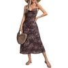 image:imageFloerns Womens Leopard Print Draped Collar Spaghetti Strap Cami Long DressBrown Cheetah