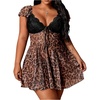image:imageFloerns Womens Plus Size Lace Mini Dress Sweetheart Neck A Line DressesCoffee Brown