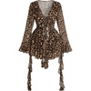 image:imageFloerns Womens Plus Size Leopard Ruffle Mini Dress Y2K Going Out DressesBrown