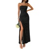 image:imageFloerns Womens Strapless High Split Bodycon Wedding Guest Maxi DressBlack