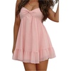 image:imageFloerns Womens Twist Front Summer Mini Dress Sleeveless Smocked Ruffle Going Out DressesPink