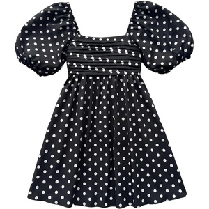 image:imageFloerns Womens Floral Dress Puff Sleeve Square Neck Mini DressesBlack Polka Dots
