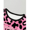 image:imageFloerns Girls Two Piece Outfit Number Jersey T Shirt and Cheetah Print Track Shorts SetPink Multi