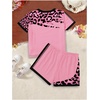 image:imageFloerns Girls Two Piece Outfit Number Jersey T Shirt and Cheetah Print Track Shorts SetPink Multi
