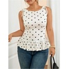 image:imageFloerns Women Plus Size Polka Dots Peplum Tie Shoulder Going Out Tank TopsBlack and White