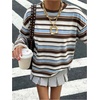 image:imageFloerns Women Plus Size Striped Preppy T Shirts Long Sleeve Girly Y2k TopsBrown Blue Striped
