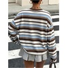 image:imageFloerns Women Plus Size Striped Preppy T Shirts Long Sleeve Girly Y2k TopsBrown Blue Striped