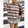 image:imageFloerns Women Plus Size Striped Preppy T Shirts Long Sleeve Girly Y2k TopsPink Brown Striped