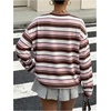image:imageFloerns Women Plus Size Striped Preppy T Shirts Long Sleeve Girly Y2k TopsPink Brown Striped