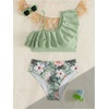 image:imageFloerns Womens 2 Piece Striped Bikini Set Ruffle Trim Swimsuit Beach Vacation Bathing SuitGreen Floral