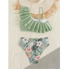 image:imageFloerns Womens 2 Piece Striped Bikini Set Ruffle Trim Swimsuit Beach Vacation Bathing SuitGreen Floral