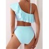 image:imageFloerns Womens 2 Piece Striped Bikini Set Ruffle Trim Swimsuit Beach Vacation Bathing SuitMint Blue