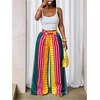 image:imageFloerns Womens Color Block Striped Palazzo Pants Elastic Waist Wide Leg Summer Trousers with PocketsGreen Multi