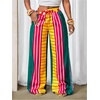 image:imageFloerns Womens Color Block Striped Palazzo Pants Elastic Waist Wide Leg Summer Trousers with PocketsGreen Multi