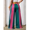 image:imageFloerns Womens Color Block Striped Palazzo Pants Elastic Waist Wide Leg Summer Trousers with PocketsGreen Multi