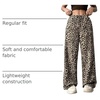 image:imageFloerns Womens Drawstring Waist Leopard Print Trousers Tie Front Wide Leg PantsKhaki