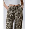 image:imageFloerns Womens Drawstring Waist Leopard Print Trousers Tie Front Wide Leg PantsKhaki