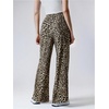 image:imageFloerns Womens Drawstring Waist Leopard Print Trousers Tie Front Wide Leg PantsKhaki
