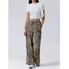 image:imageFloerns Womens Drawstring Waist Leopard Print Trousers Tie Front Wide Leg PantsKhaki