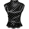 image:imageFloerns Womens Elegant Business Office Lace Polka Dots Satin Blouses TopsBlack Polka Dots