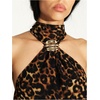 image:imageFloerns Womens Leopard Backless Halter Tops Metal Buckle Sleeveless Mock Neck Summer Date Night TopsLeopard