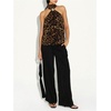 image:imageFloerns Womens Leopard Backless Halter Tops Metal Buckle Sleeveless Mock Neck Summer Date Night TopsLeopard