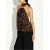 image:imageFloerns Womens Leopard Backless Halter Tops Metal Buckle Sleeveless Mock Neck Summer Date Night TopsLeopard
