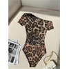 image:imageFloerns Womens Leopard Bodysuit Off The Shoulder Tummy Control LeotardBrown