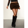 image:imageFloerns Womens Leopard Faux Fuzzy Fur Low Waist Mini SkirtBrown