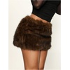 image:imageFloerns Womens Leopard Faux Fuzzy Fur Low Waist Mini SkirtBrown