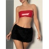 image:imageFloerns Womens Leopard Faux Fuzzy Fur Low Waist Mini SkirtDark Black