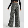 image:imageFloerns Womens Leopard Print Elastic High Waisted Trousers Wide Leg Street Y2k PantsBlack and Grey