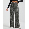 image:imageFloerns Womens Leopard Print Elastic High Waisted Trousers Wide Leg Street Y2k PantsBlack and Grey