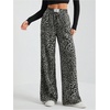 image:imageFloerns Womens Leopard Print Elastic High Waisted Trousers Wide Leg Street Y2k PantsBlack and Grey