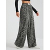 image:imageFloerns Womens Leopard Print Elastic High Waisted Trousers Wide Leg Street Y2k PantsBlack and Grey