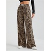 image:imageFloerns Womens Leopard Print Elastic High Waisted Trousers Wide Leg Street Y2k PantsBrown