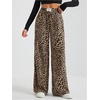 image:imageFloerns Womens Leopard Print Elastic High Waisted Trousers Wide Leg Street Y2k PantsBrown