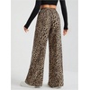 image:imageFloerns Womens Leopard Print Elastic High Waisted Trousers Wide Leg Street Y2k PantsBrown