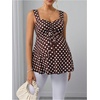 image:imageFloerns Womens Maternity Polka Dots Tank Tops Sleeveless Drawstring Ruched Pregnancy Camisole TopBrown