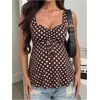 image:imageFloerns Womens Maternity Polka Dots Tank Tops Sleeveless Drawstring Ruched Pregnancy Camisole TopBrown