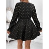 image:imageFloerns Womens Plus Size Cheetah Long Sleeve A Line Dresses V Neck Ruffle Hem Party DressBlack